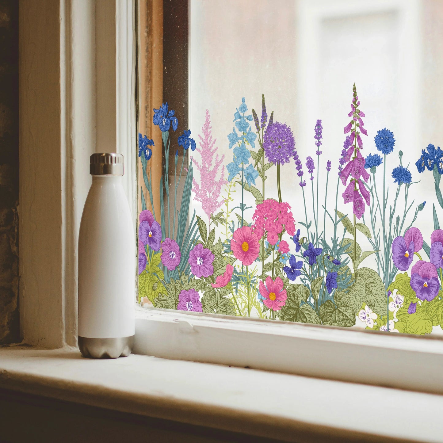 🔥Last Day Sale! 80% OFF!🔥||💐Colorful Floral Bouquet Window Sticker🖼️(Cut to size freely)