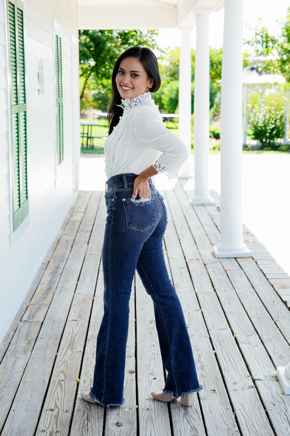 🔥Last Day Sale! 80% OFF!🔥||Vintage Double Button Frayed Hem Bootcut Jeans (Buy 2 Free Shipping)