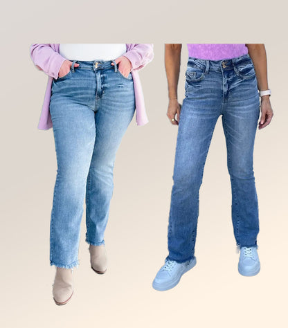 🔥Last Day Sale! 80% OFF!🔥||Vintage Double Button Frayed Hem Bootcut Jeans (Buy 2 Free Shipping)