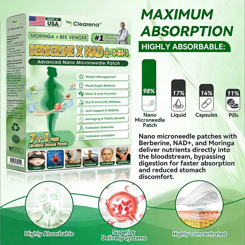 🇺🇸 𝐎𝐟𝐟𝐢𝐜𝐢𝐚𝐥 𝐔𝐒 𝐒𝐭𝐨𝐫𝐞 | 🧑‍⚕️🩺𝐂𝐥𝐞𝐚𝐫𝐞𝐧𝐚® 𝐌𝐨𝐫𝐢𝐧𝐠𝐚 · Moringa · Bee venom · Berberine × NAD+  𝟖-𝐢𝐧-𝟏 𝐀𝐝𝐯𝐚𝐧𝐜𝐞𝐝 𝐍𝐚𝐧𝐨 𝐌𝐢𝐜𝐫𝐨𝐧𝐞𝐞𝐝𝐥𝐞 𝐏𝐚𝐭𝐜𝐡 — 𝐎𝐧𝐜𝐞 𝐃𝐚𝐢𝐥𝐲, 𝐕𝐢𝐬𝐢𝐛𝐥𝐞 𝐑𝐞𝐬𝐮𝐥𝐭𝐬 𝐢𝐧 𝟕 𝐃𝐚𝐲𝐬 (obesity, ｌｏｏｓｅｓｋｉｎ,diabetes, sleep apnea, joint issues, and more For)