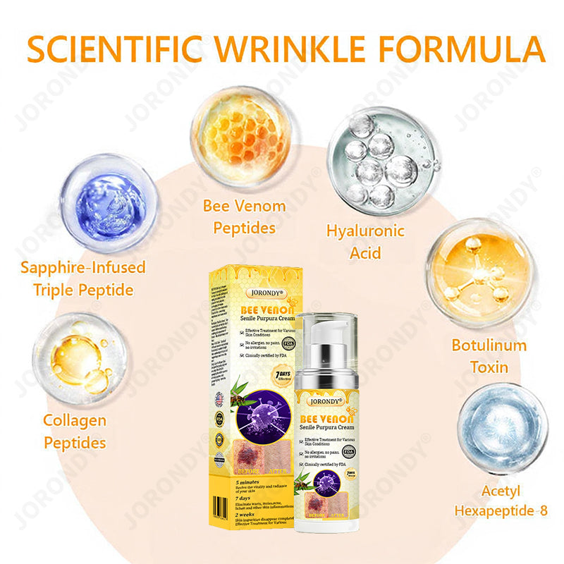 𝐎𝐅𝐅𝐈𝐂𝐈𝐀𝐋 𝐒𝐓𝐎𝐑𝐄!🐝 JORONDY® Bee Venom Senile Purpura Cream: The FDA-Registered Skincare Solution for Age-Related Skin Frailness.