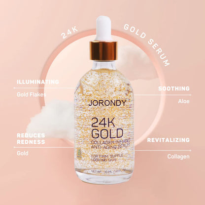 JORONDY® Nourishing Anti-Aging 24k Gold & Collagen Serum- Boosts Firmness, Hydration, and Radiance