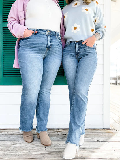 🔥Last Day Sale! 80% OFF!🔥||Vintage Double Button Frayed Hem Bootcut Jeans (Buy 2 Free Shipping)