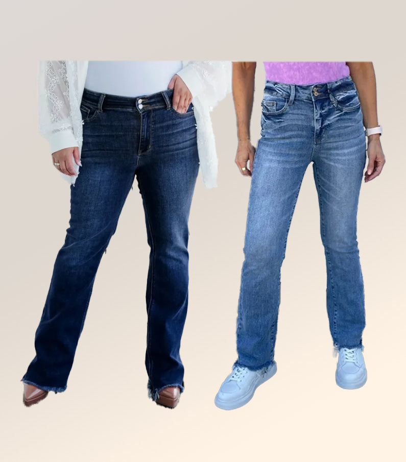 🔥Last Day Sale! 80% OFF!🔥||Vintage Double Button Frayed Hem Bootcut Jeans (Buy 2 Free Shipping)