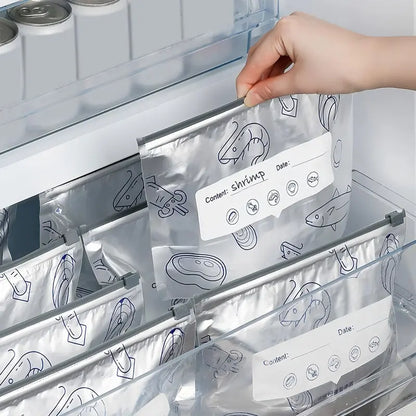 🔥Last Day Sale! 80% OFF!🔥||【Refrigerated Food】Reusable Aluminum Foil Sealable Storage Bags, 2025 New Resealable Vacuum Zipper Pouches for Food