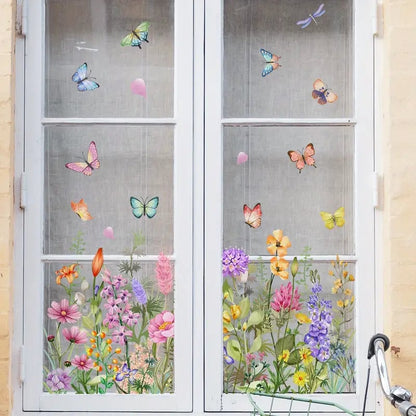 🔥Last Day Sale! 80% OFF!🔥||💐Colorful Floral Bouquet Window Sticker🖼️(Cut to size freely)