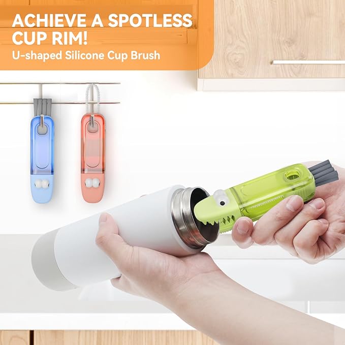 🔥Last Day Sale! 80% OFF!🔥||✨3-in-1 Crocodile Brush 🐊  Deep Cleaning for Narrow Cup Lids & Tableware Gaps 🧼
