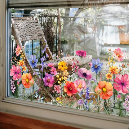 🔥Last Day Sale! 80% OFF!🔥||💐Colorful Floral Bouquet Window Sticker🖼️(Cut to size freely)