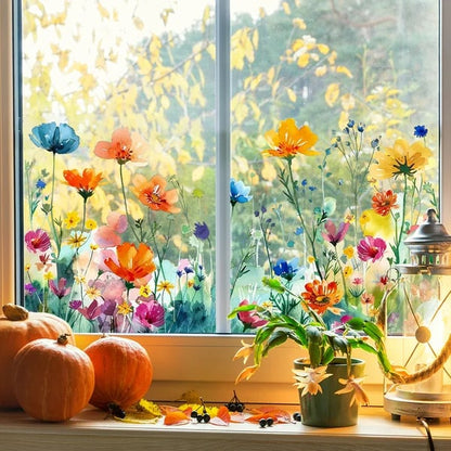 🔥Last Day Sale! 80% OFF!🔥||💐Colorful Floral Bouquet Window Sticker🖼️(Cut to size freely)