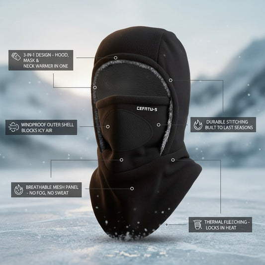 🔥Last Day Sale! 80% OFF!🔥||ThermaFleece Balaclava – Windproof 3-in-1 Winter Hat. Mask & Neck Warmer