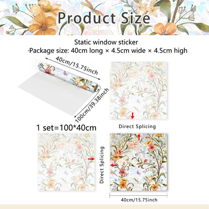 🔥Last Day Sale! 80% OFF!🔥||💐Colorful Floral Bouquet Window Sticker🖼️(Cut to size freely)