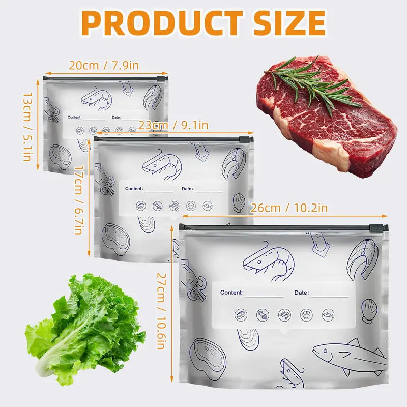 🔥Last Day Sale! 80% OFF!🔥||【Refrigerated Food】Reusable Aluminum Foil Sealable Storage Bags, 2025 New Resealable Vacuum Zipper Pouches for Food