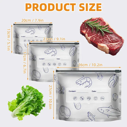 🔥Last Day Sale! 80% OFF!🔥||【Refrigerated Food】Reusable Aluminum Foil Sealable Storage Bags, 2025 New Resealable Vacuum Zipper Pouches for Food
