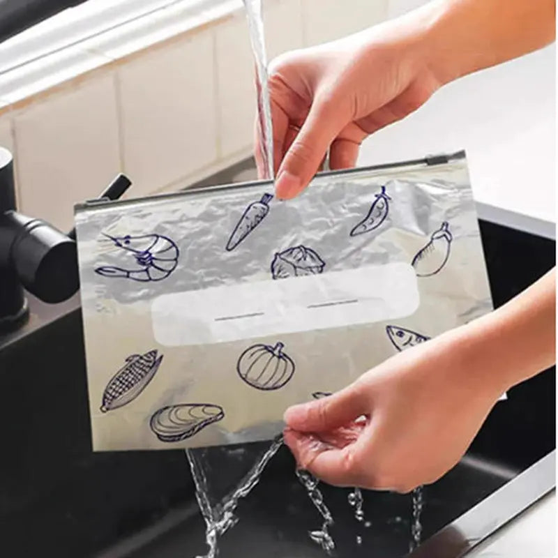 🔥Last Day Sale! 80% OFF!🔥||【Refrigerated Food】Reusable Aluminum Foil Sealable Storage Bags, 2025 New Resealable Vacuum Zipper Pouches for Food