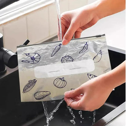 🔥Last Day Sale! 80% OFF!🔥||【Refrigerated Food】Reusable Aluminum Foil Sealable Storage Bags, 2025 New Resealable Vacuum Zipper Pouches for Food