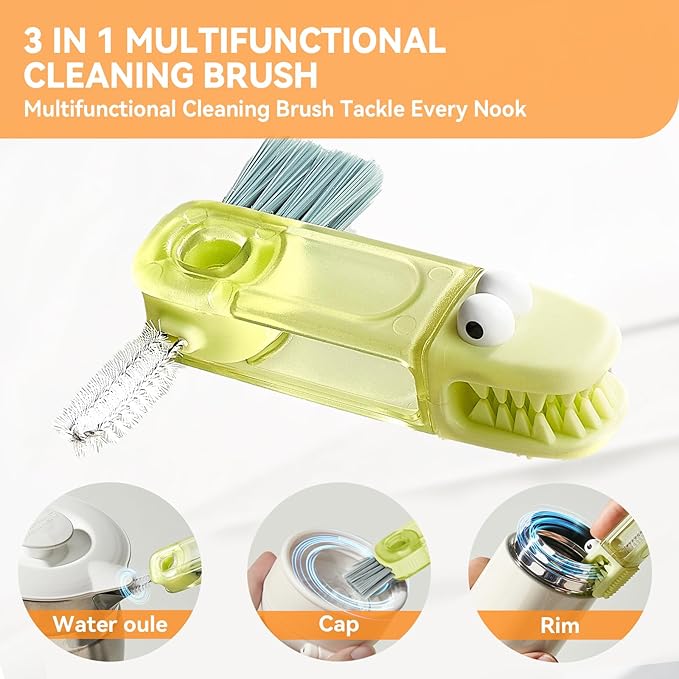 🔥Last Day Sale! 80% OFF!🔥||✨3-in-1 Crocodile Brush 🐊  Deep Cleaning for Narrow Cup Lids & Tableware Gaps 🧼