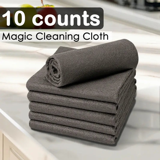 🔥Last Day Sale! 80% OFF!🔥||10 Counts Thickened Magic Cleaning Cloth, Microfiber Streak Free Cloth, Reuseable Magic Fiber Towels Rags, miracle cloths for glass, kitchen and vehicle windows.