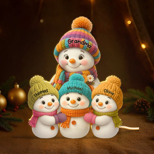 🔥Last Day Sale! 80% OFF!🔥||Snowman Grandma. Grandpa. Grandparents and Grandkids Personalized Light Box - Christmas Gift for Grandparents