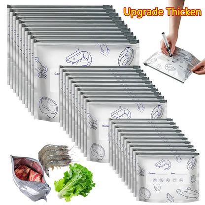 🔥Last Day Sale! 80% OFF!🔥||【Refrigerated Food】Reusable Aluminum Foil Sealable Storage Bags, 2025 New Resealable Vacuum Zipper Pouches for Food