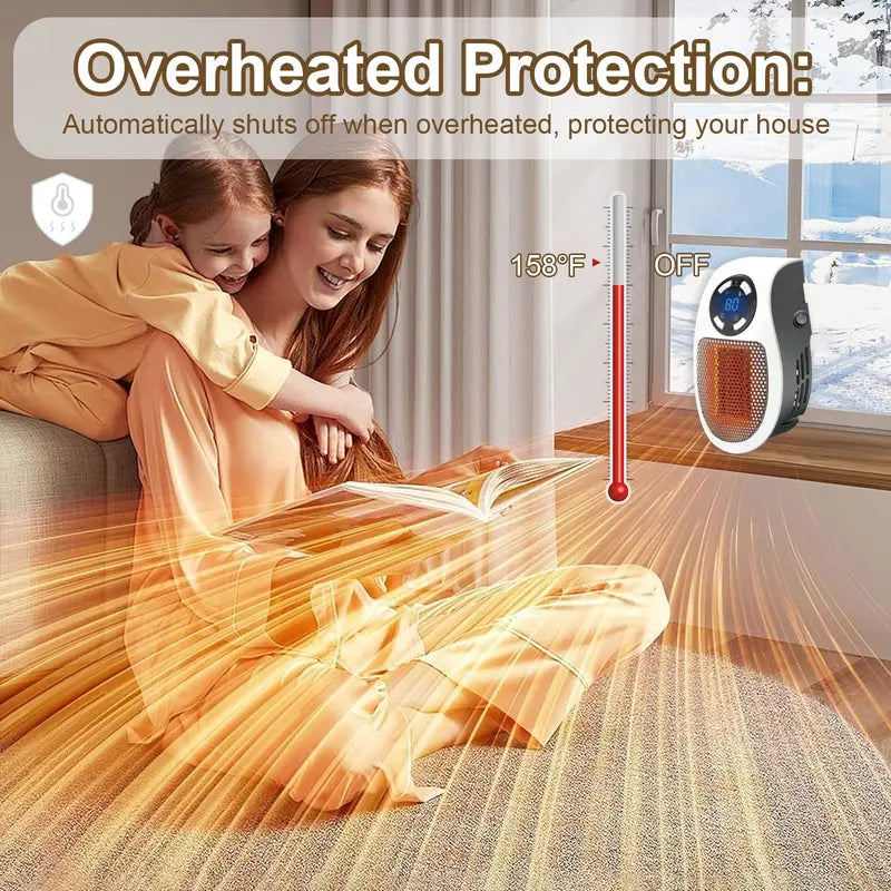 🔥Last Day Sale! 80% OFF!🔥||Wall Outlet Space Heater, 450W Plug in Electric Heater with Adjustable Thermostat, Portable Plug in Small Space Heater for Indoor,12H Timer & LED Display, PTC Ceramic Fast Heat Safely for Bedroom Bathroom Office