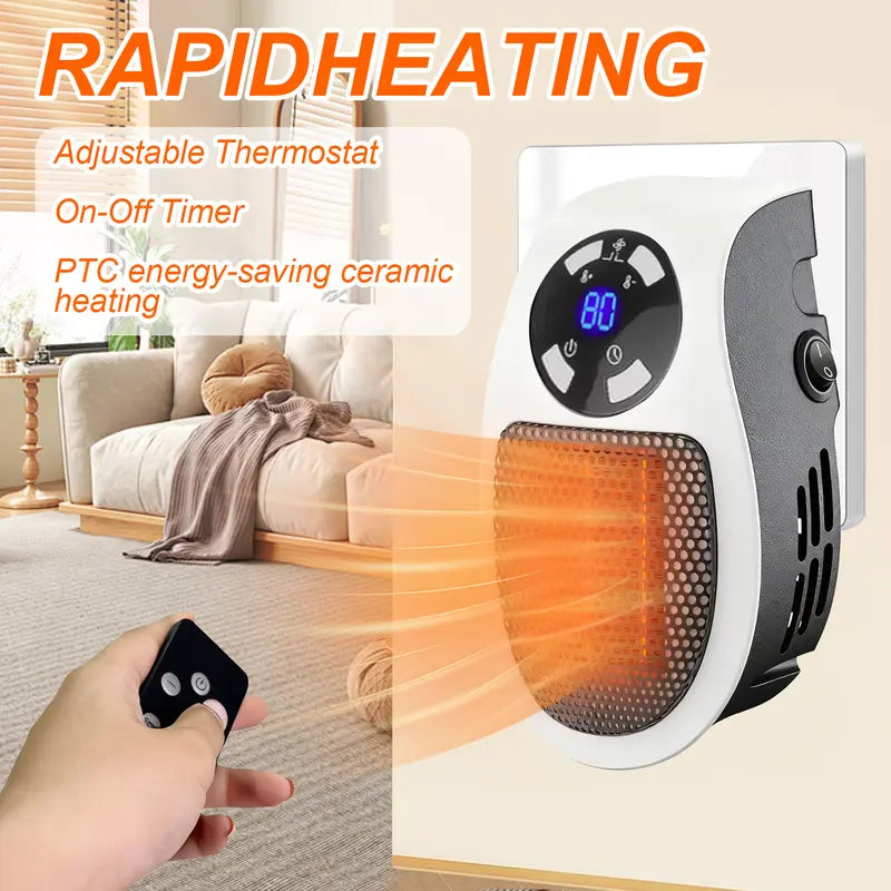 🔥Last Day Sale! 80% OFF!🔥||Wall Outlet Space Heater, 450W Plug in Electric Heater with Adjustable Thermostat, Portable Plug in Small Space Heater for Indoor,12H Timer & LED Display, PTC Ceramic Fast Heat Safely for Bedroom Bathroom Office