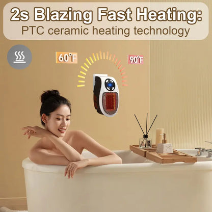 🔥Last Day Sale! 80% OFF!🔥||Wall Outlet Space Heater, 450W Plug in Electric Heater with Adjustable Thermostat, Portable Plug in Small Space Heater for Indoor,12H Timer & LED Display, PTC Ceramic Fast Heat Safely for Bedroom Bathroom Office